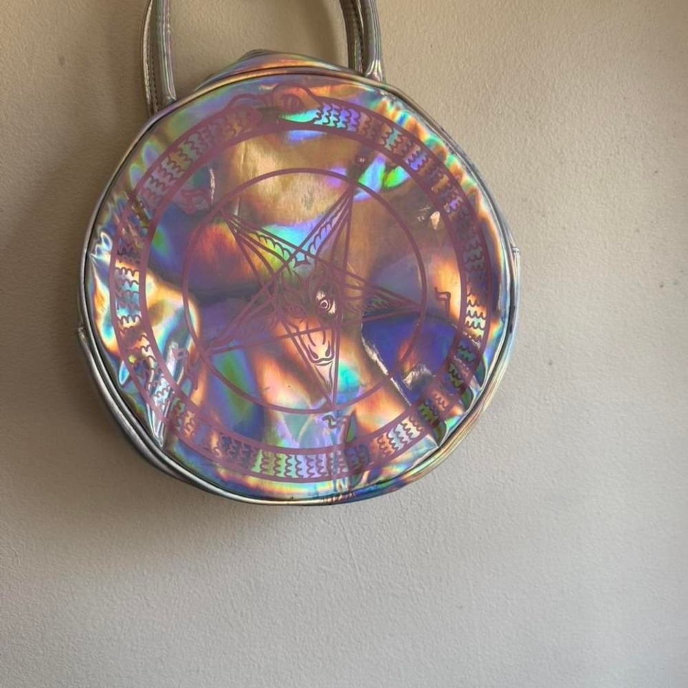 killstar baby baphoment round bag iridescent pastel goth rave FLAWEd